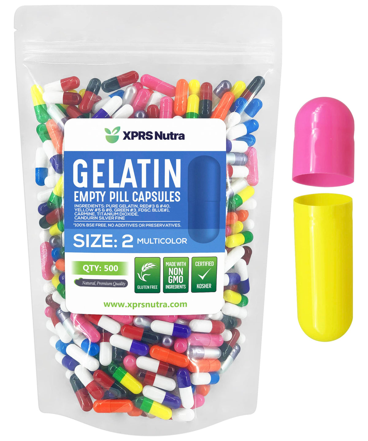 XPRS Nutra Capsules Vides Taille 2 500 Compte vue de face
