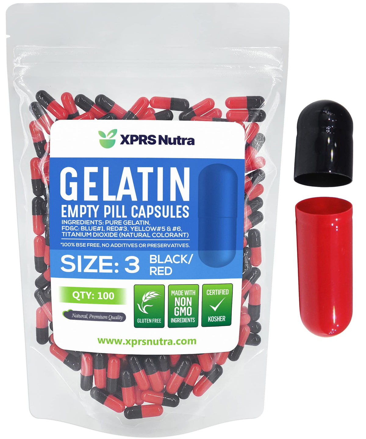 XPRS Nutra Capsules Vides Taille 3 100 Compte vue avant
