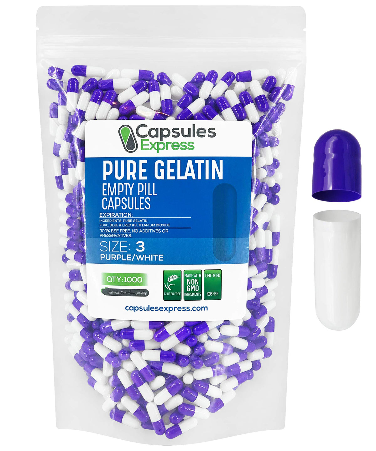 XPRS Nutra Capsules Vides Taille 3, 1000 unités, vue de face