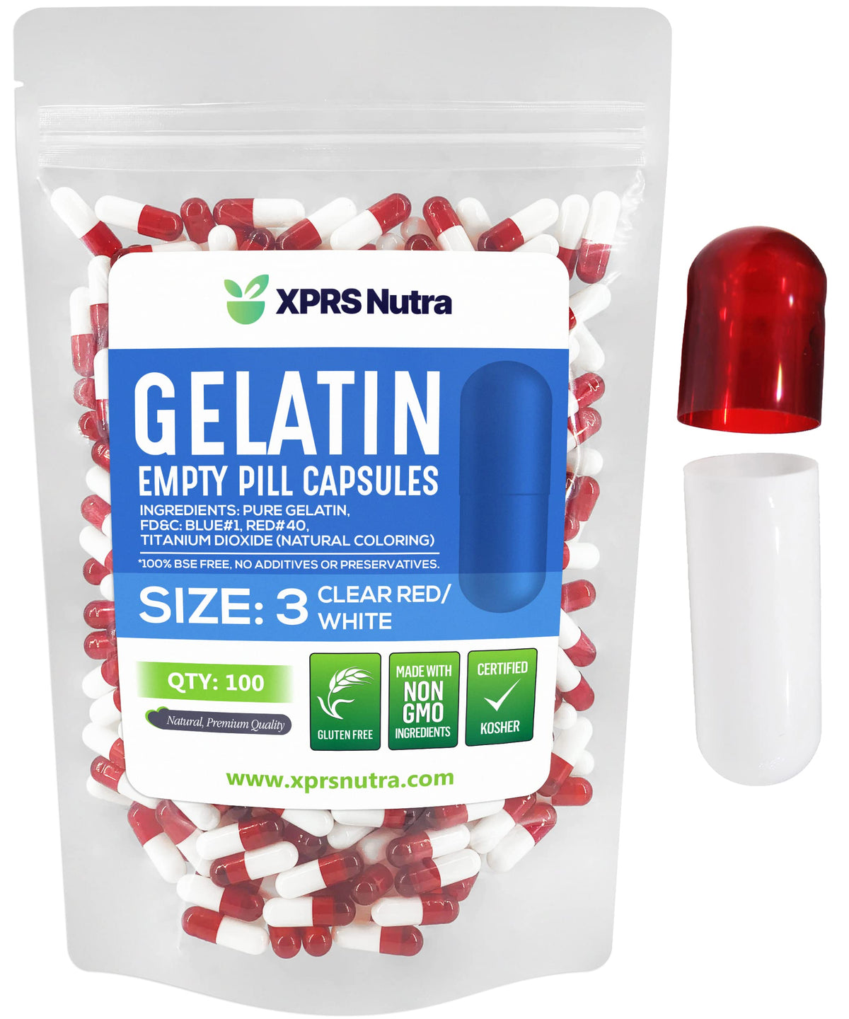 XPRS Nutra Capsules Vides Taille 3 paquet de 100 capsules