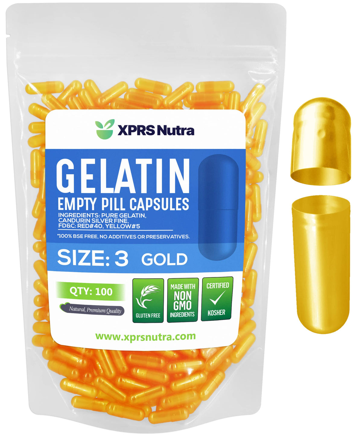 XPRS Nutra Capsules Vides Taille 3 paquet de 100 capsules