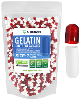 XPRS Nutra capsules vides taille 3, paquet de 1000 capsules transparentes