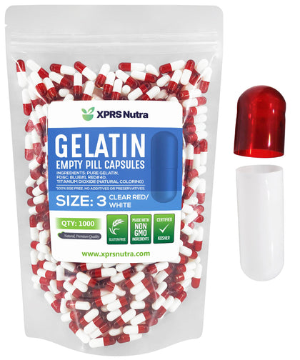 XPRS Nutra capsules vides taille 3, paquet de 1000 capsules transparentes