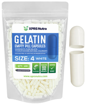 XPRS Nutra capsules vides taille 4, paquet de 100 unités