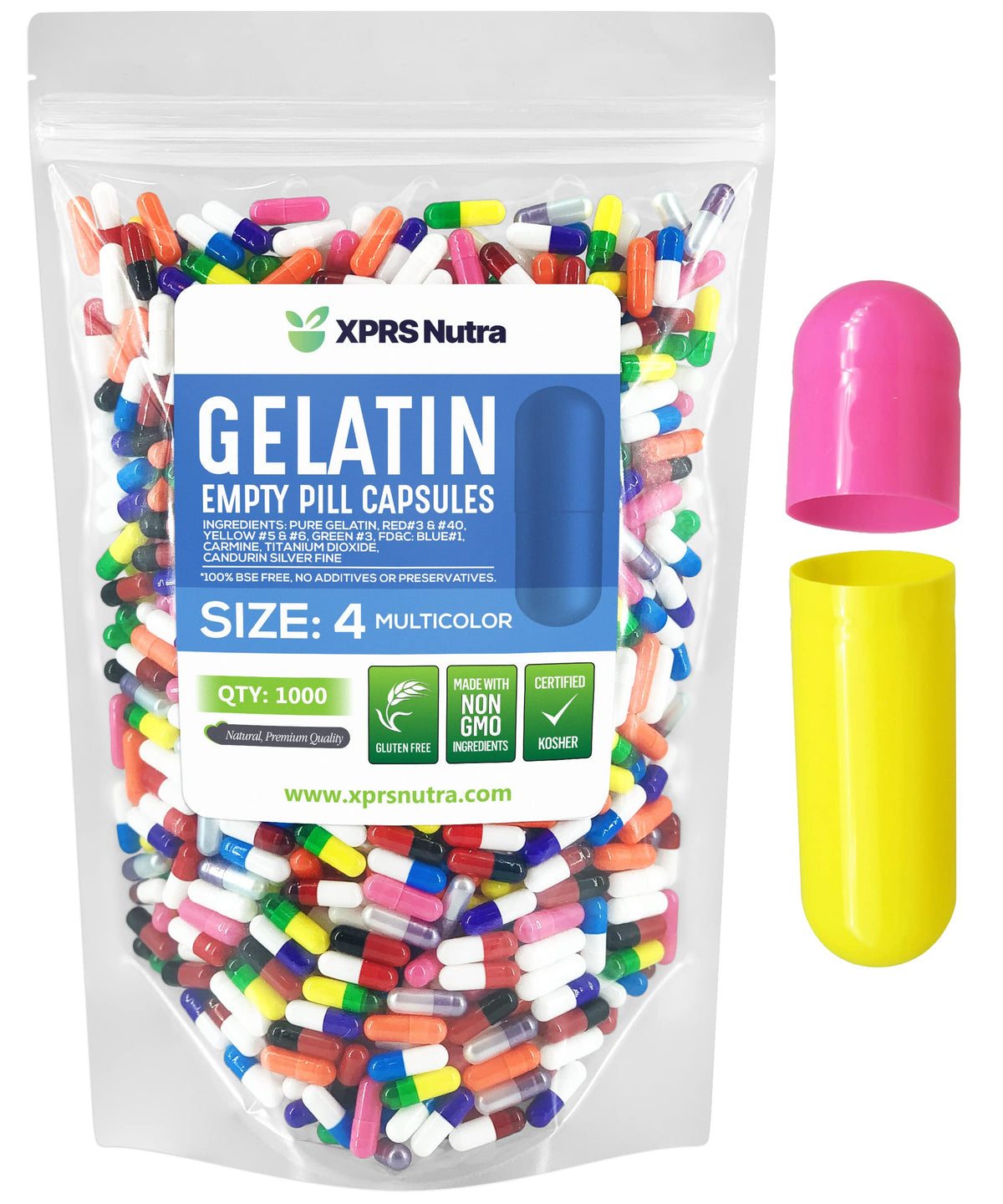 XPRS Nutra capsules vides taille 4, paquet de 1000 unités