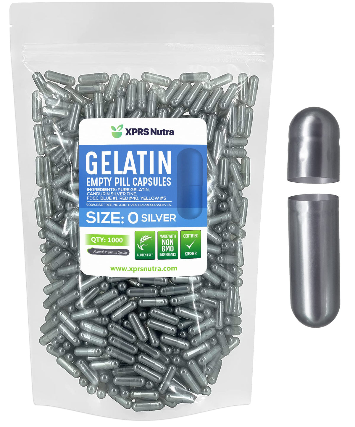 XPRS Nutra taille 0 capsules vides en gélatine, vue de l'emballage
