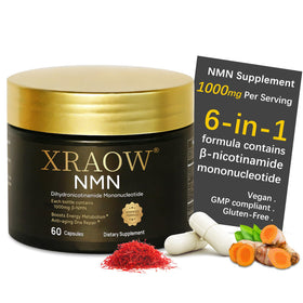 XRAOW Complément Alimentaire NMN 1000mg avant et arrière de l'emballage