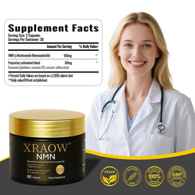 XRAOW Complément Alimentaire NMN 1000mg avec fruits et légumes