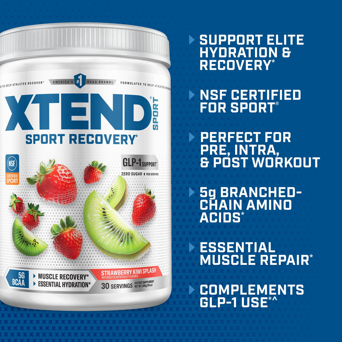 Xtend BCAA Poudre 430g en mesure dans un verre d'eau