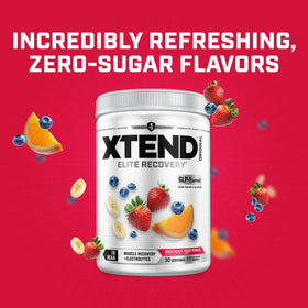 Xtend BCAA Poudre Originale 30 Serv. Goût Punch Fruité - mélange dans un verre
