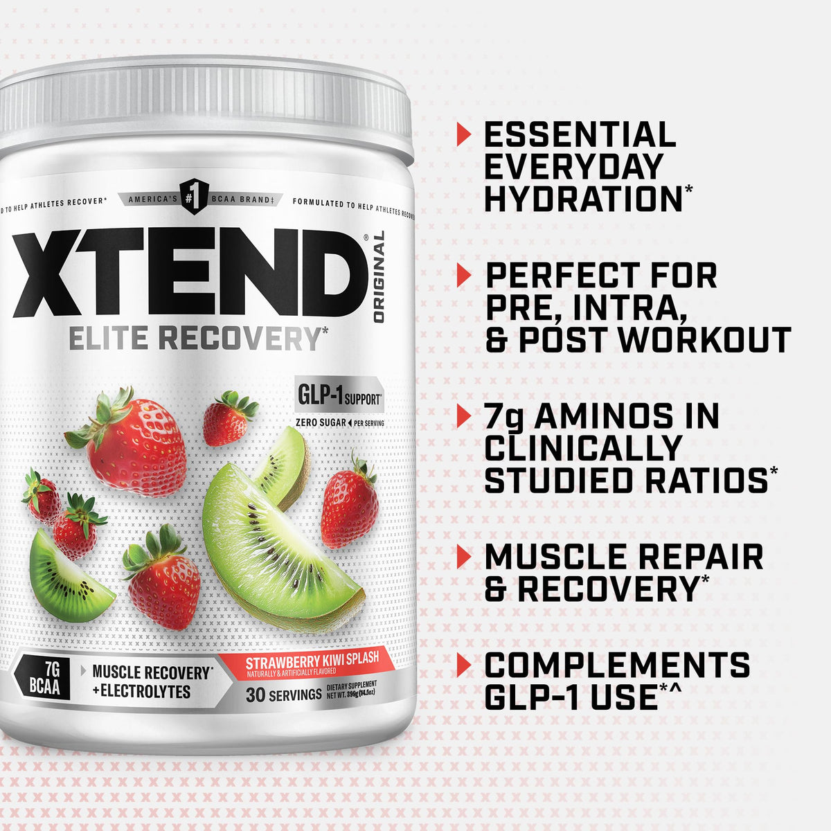 Xtend BCAA Poudre Originale 470g Saveur Fraise Kiwi emballage