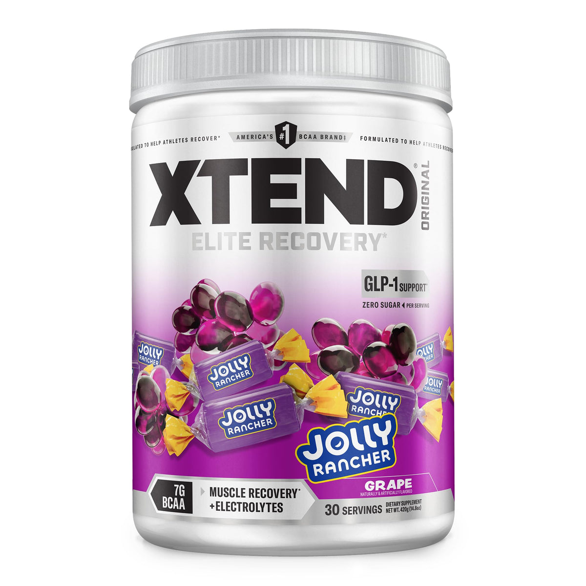 Xtend BCAA Poudre Originale 505g au goût raisin Jolly Rancher vue de face