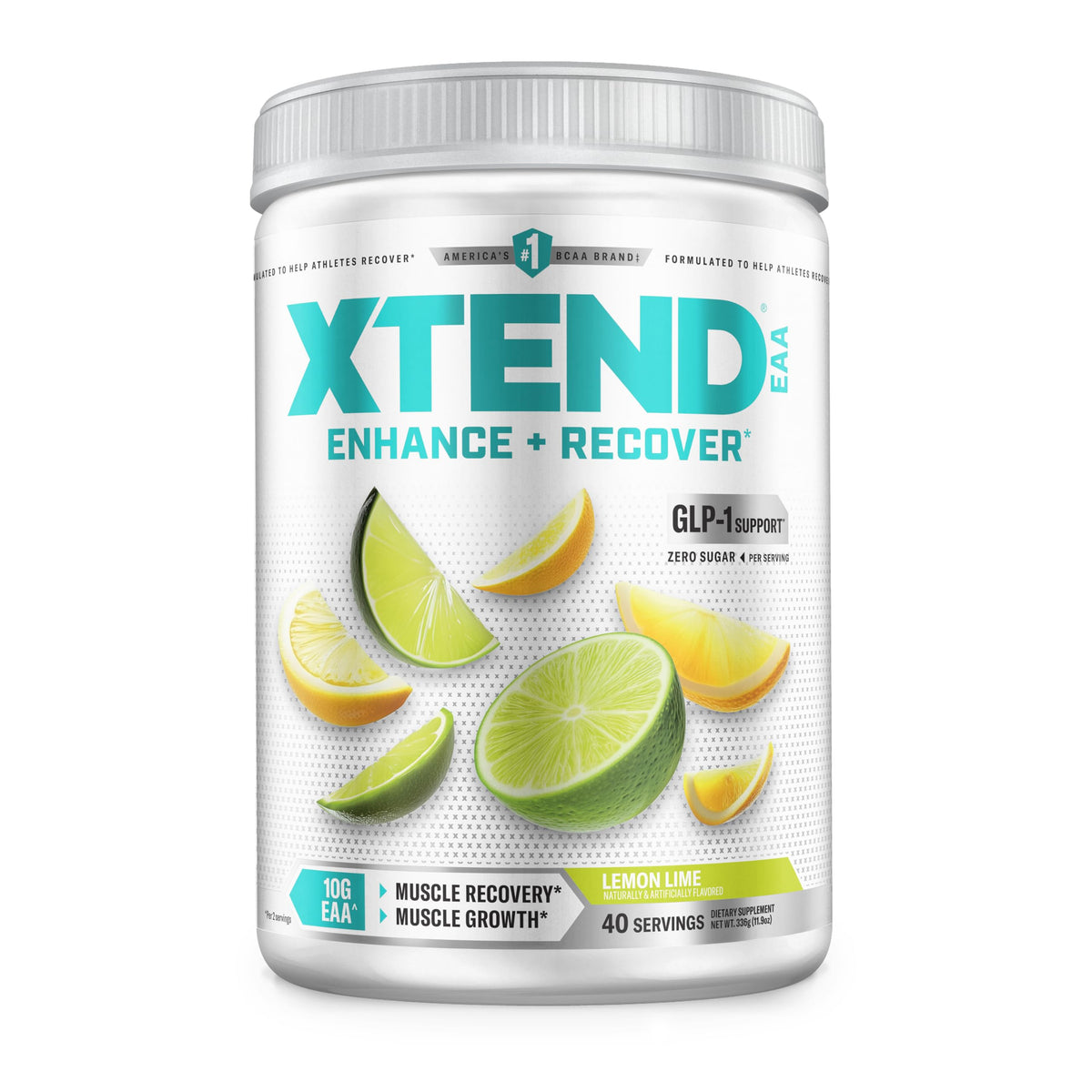 Xtend EAA + BCAA Poudre 408g vue avant avec design coloré