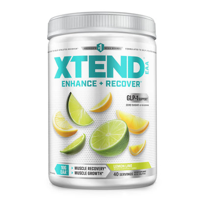 Xtend EAA + BCAA Poudre 408g vue avant avec design coloré