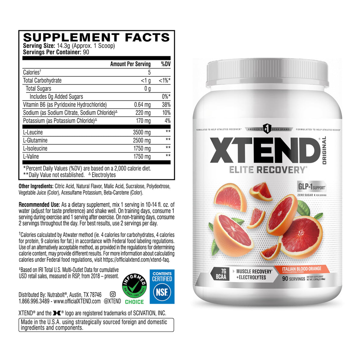 Xtend Original BCAA Poudre 90 Serv. contenu et instructions