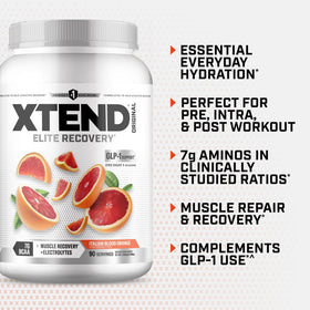 Xtend Original BCAA Poudre 90 Serv. vue latérale avec dosage