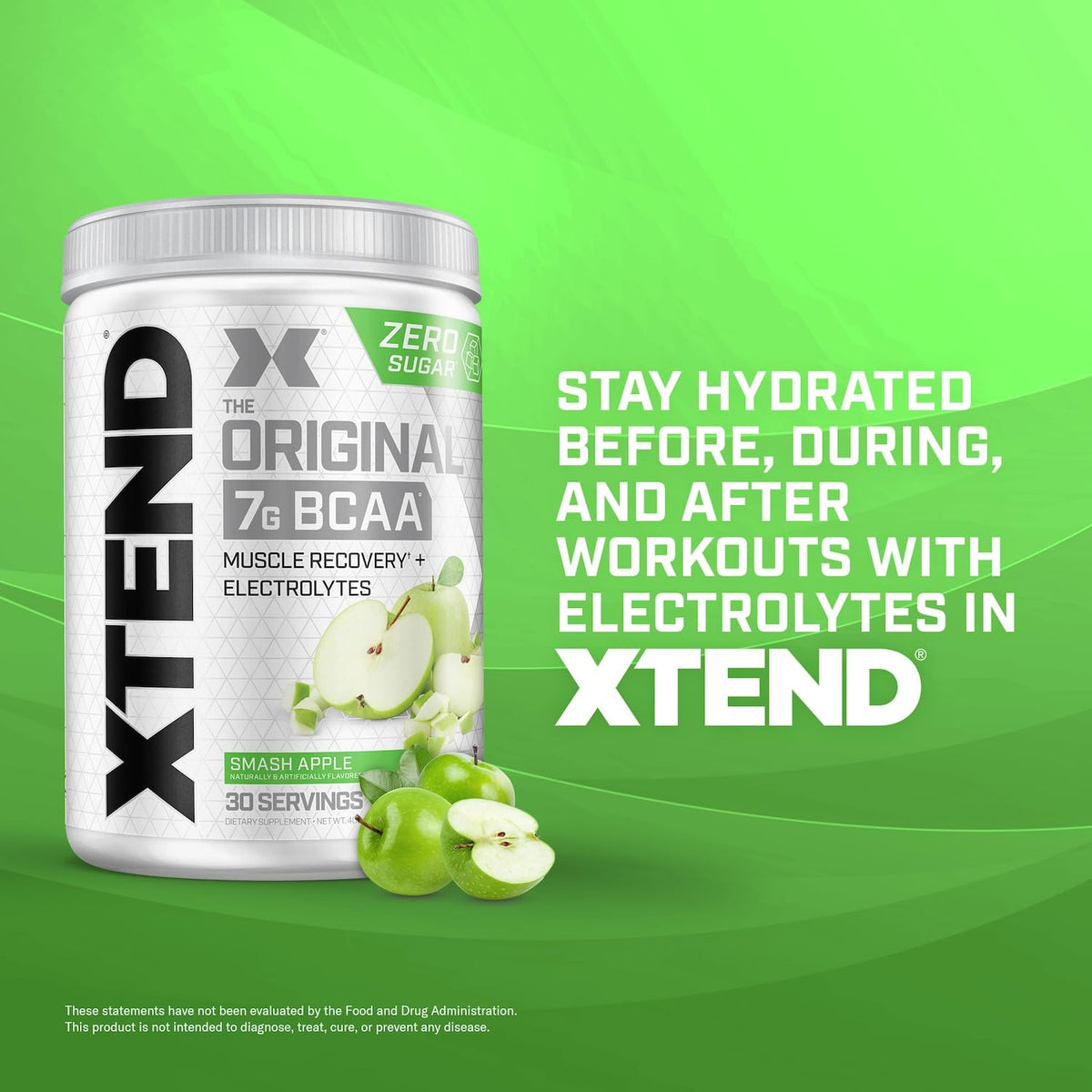 Xtend Poudre BCAA 7g emballage arrière avec informations nutritionnelles