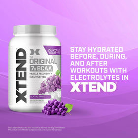 Xtend Poudre BCAA Glacial Grape 1356g avec d'autres compléments