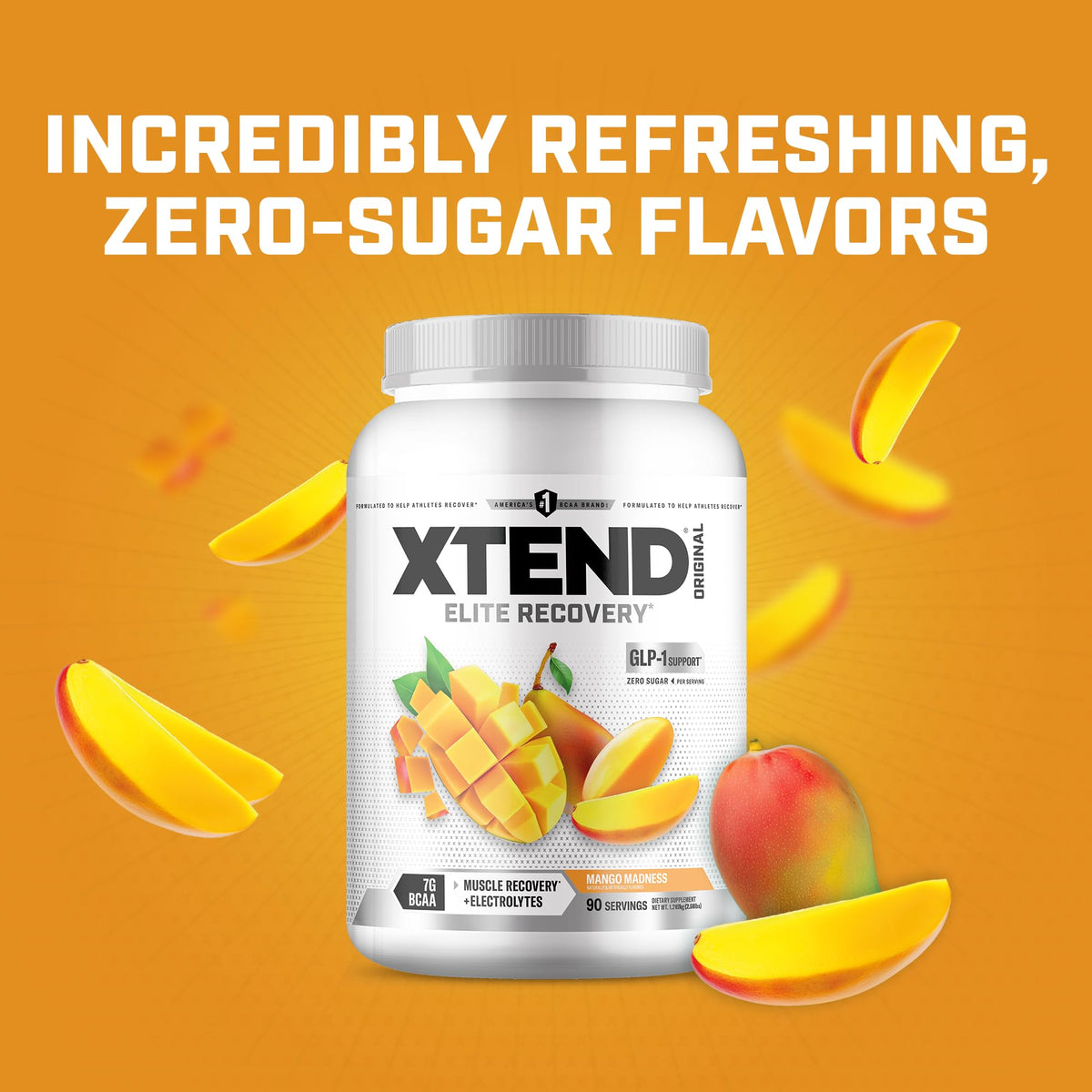 Xtend Poudre BCAA Mango Madness 1370g avec une cuillère doseuse