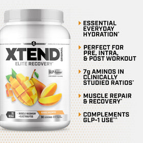 Xtend Poudre BCAA Mango Madness 1370g en action pendant un entraînement