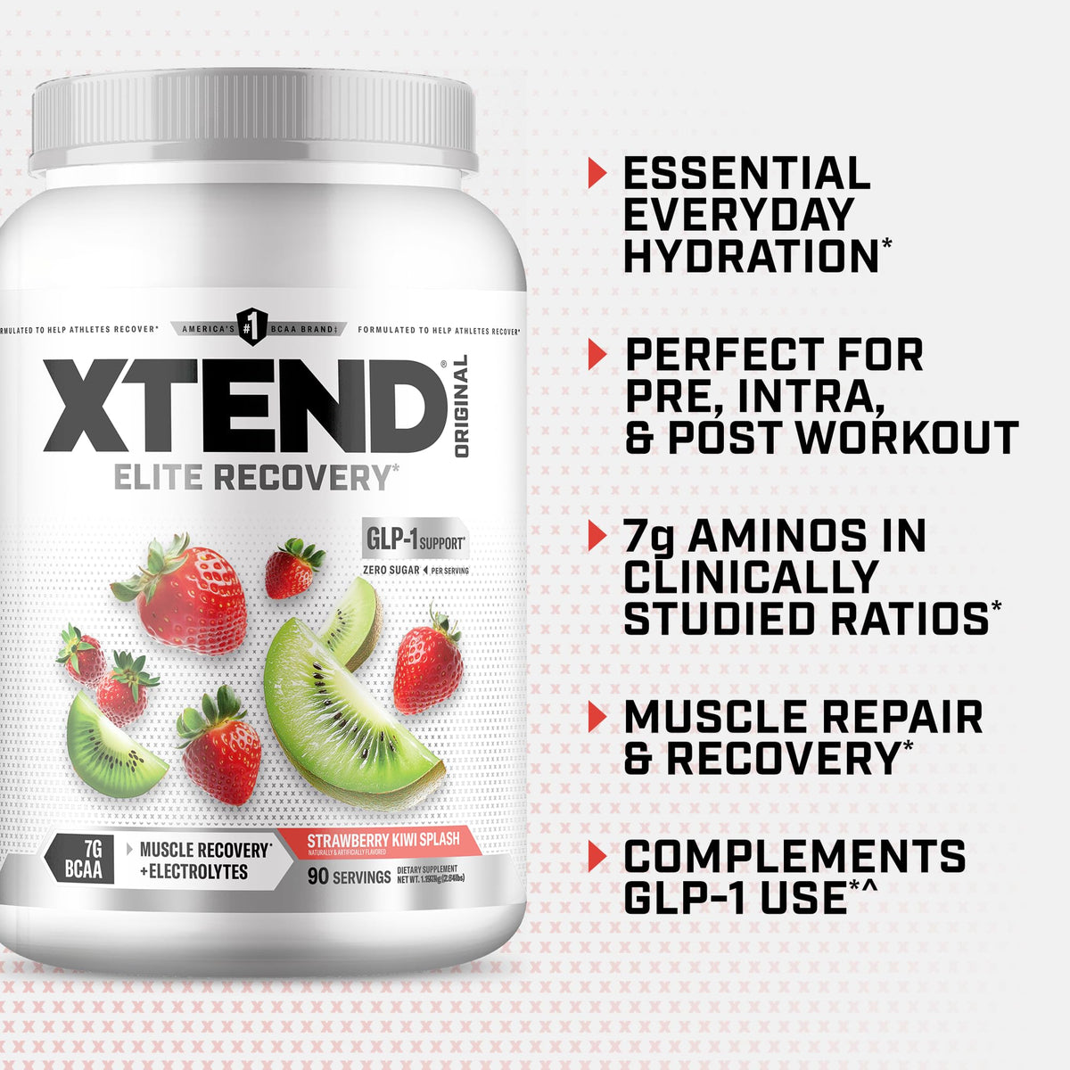 Xtend Poudre BCAA Original 1352g en préparation dans un shaker