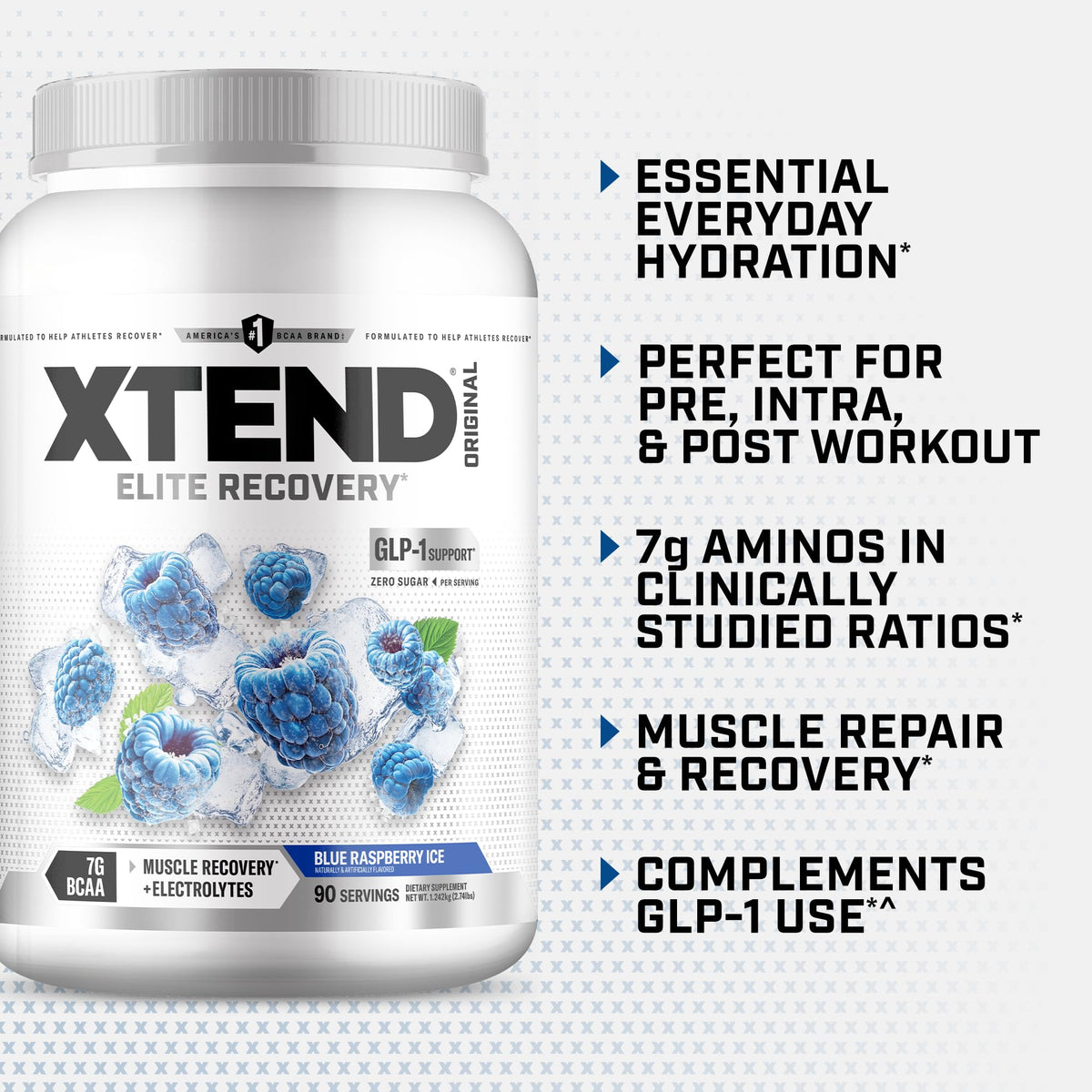 Xtend Poudre BCAA Original Framboise Bleue, préparation dans un shaker