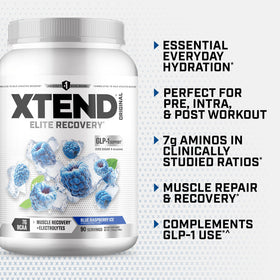 Xtend Poudre BCAA Original Framboise Bleue, préparation dans un shaker