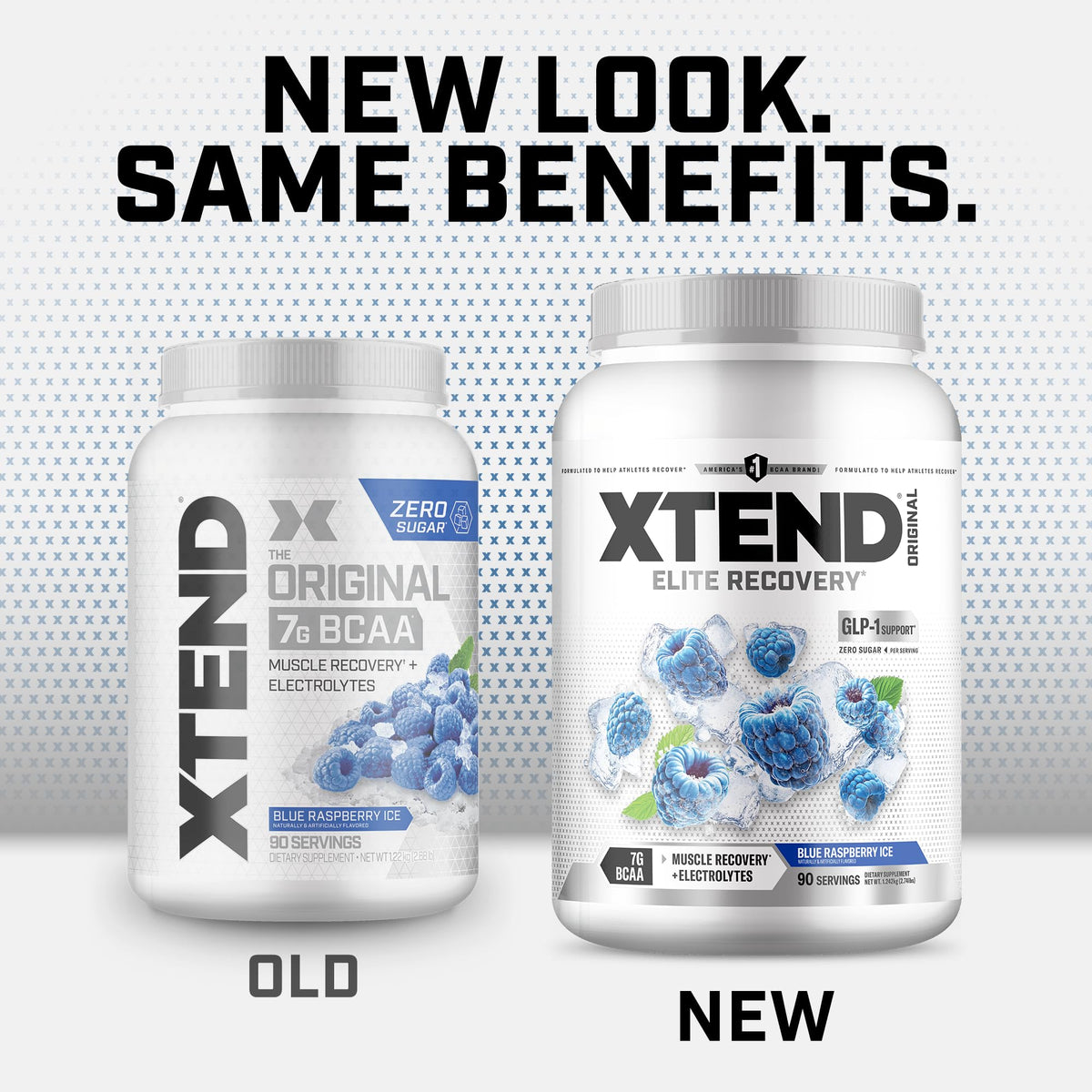 Xtend Poudre BCAA Original Framboise Bleue, vue de côté