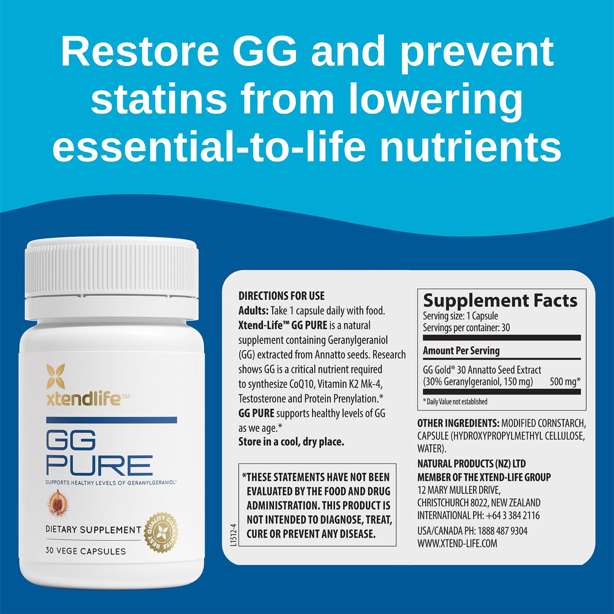 Xtendlife GG Pure Complément Alimentaire 150mg gélules sur une table