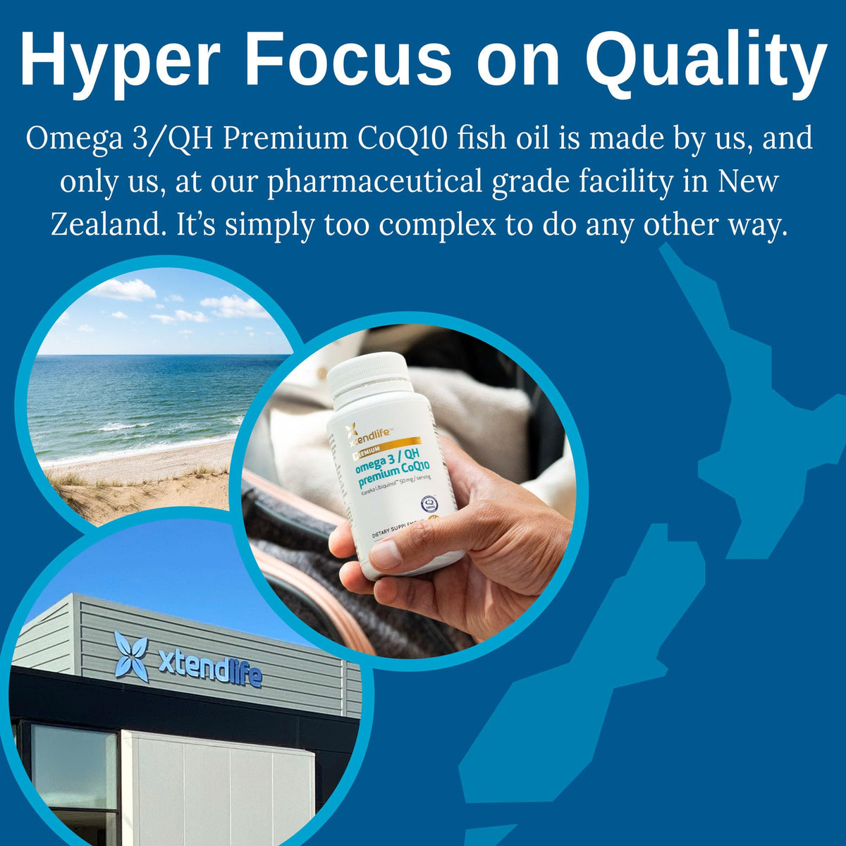 Xtendlife Omega-3 Huile de Poisson + CoQ10 vu de côté