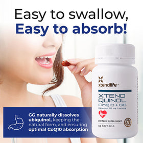 Xtendlife Ubiquinol CoQ10 gélules avec fond nature