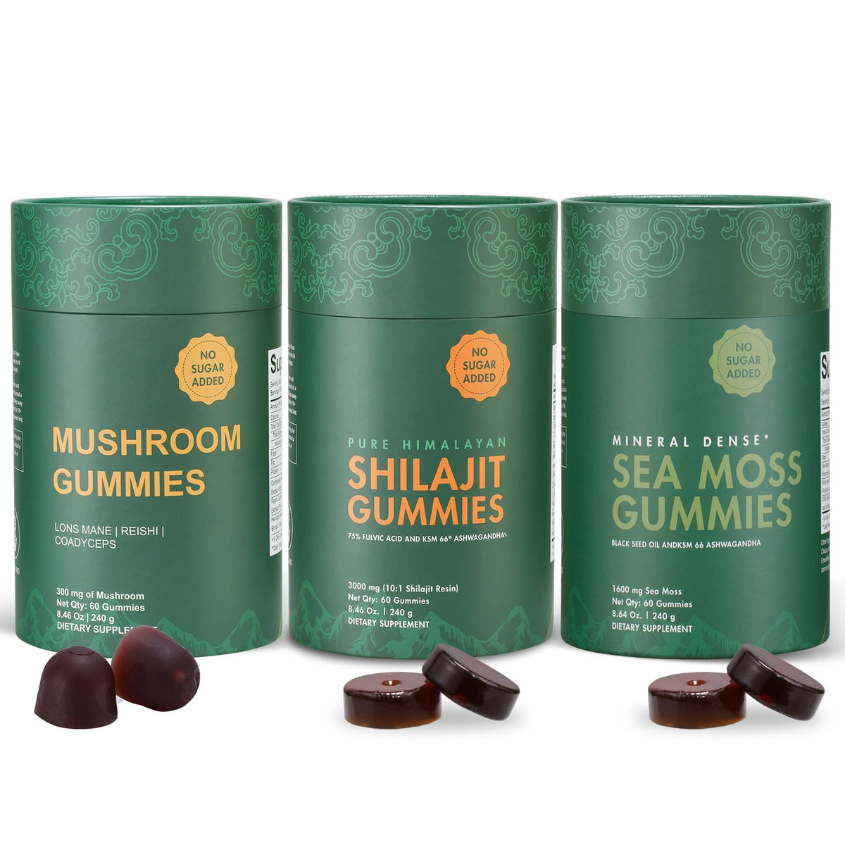 Xuore complément alimentaire shilajit algues marines gummies champignons vue de face