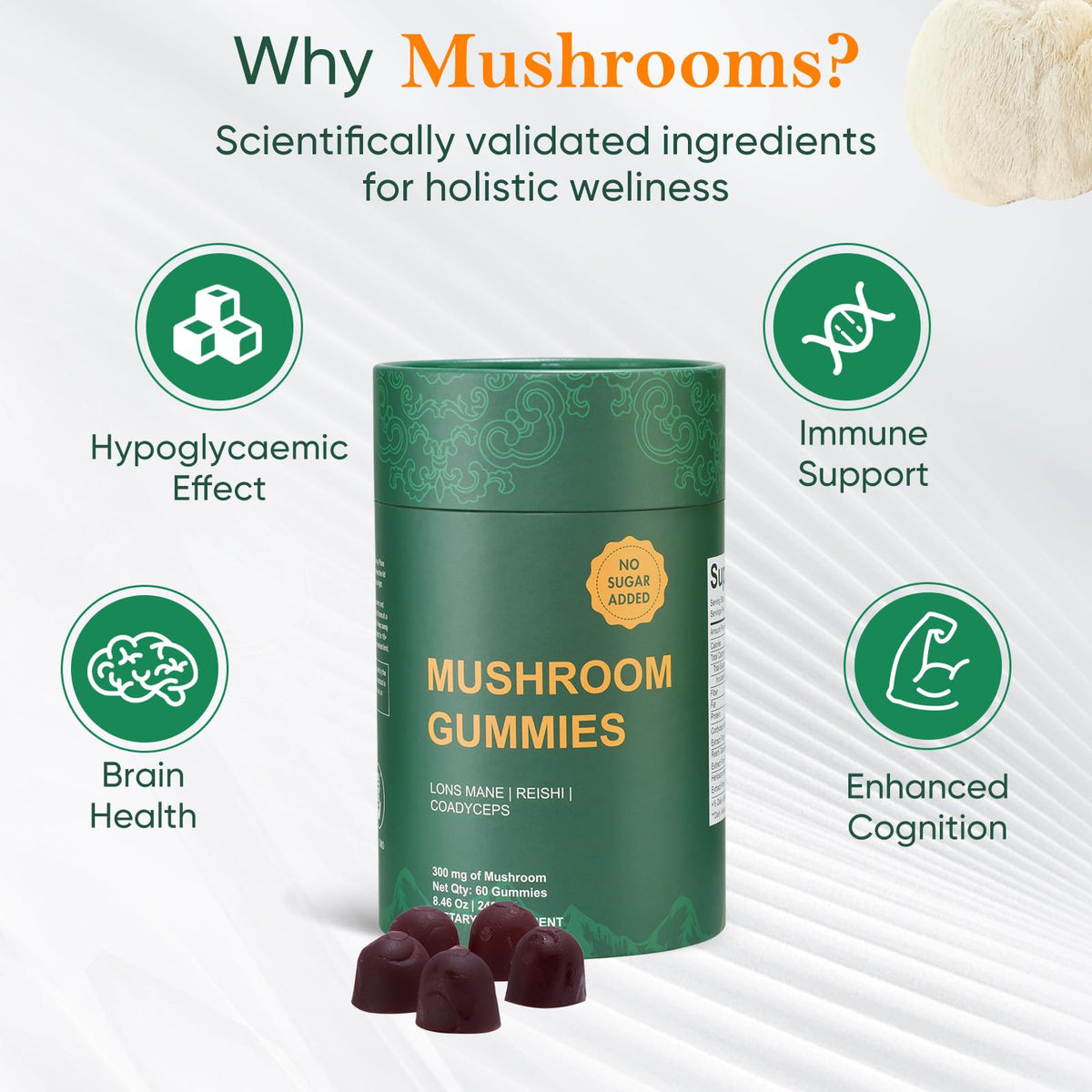 Xuore supplément avec champignons et herbes sur une table