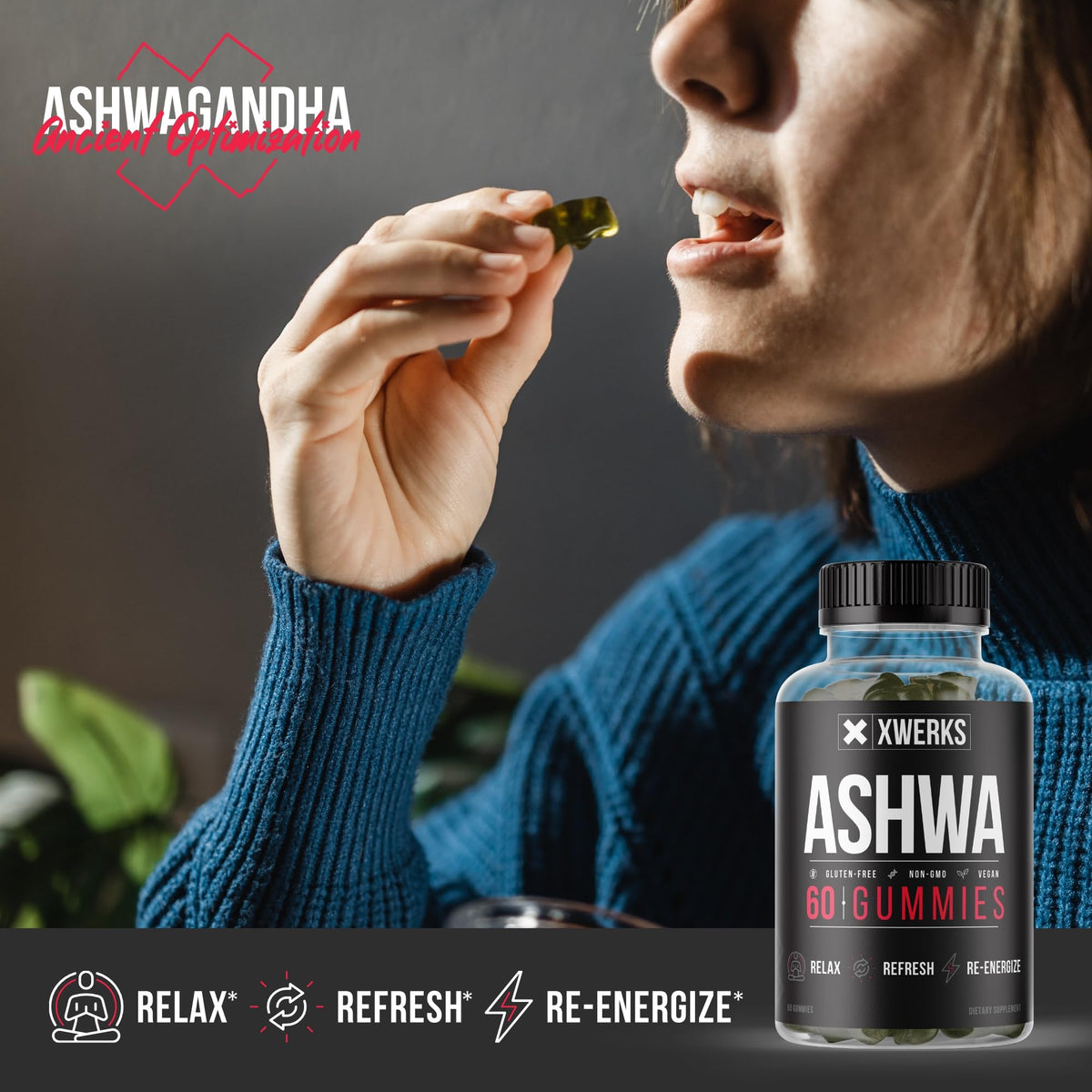 Xwerks Gummies Ashwagandha texture et couleur des gummies