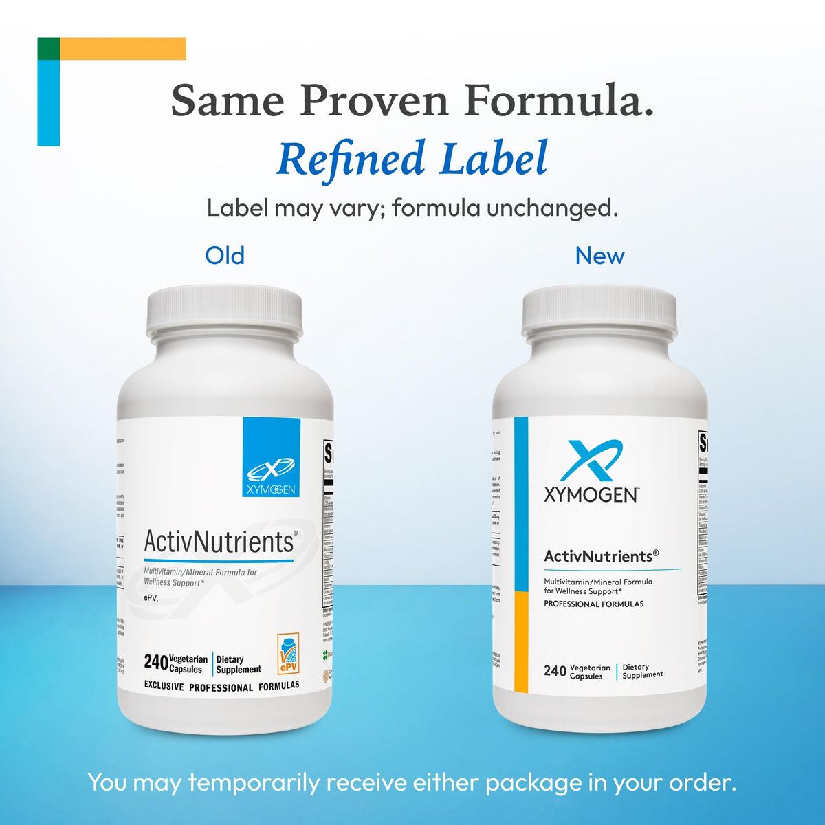 XYMOGEN ActivNutrients étiquette avec ingrédients