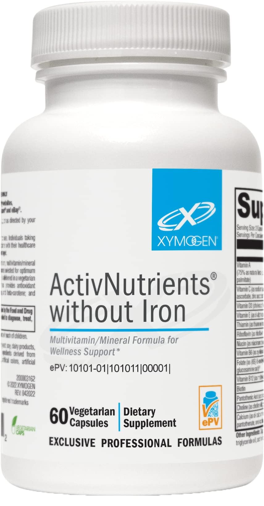 XYMOGEN ActivNutrients sans fer 60 comprimés vue avant
