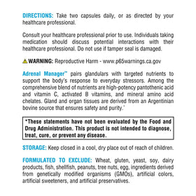 XYMOGEN Adrenal Manager 120 capsules illustration des ingrédients