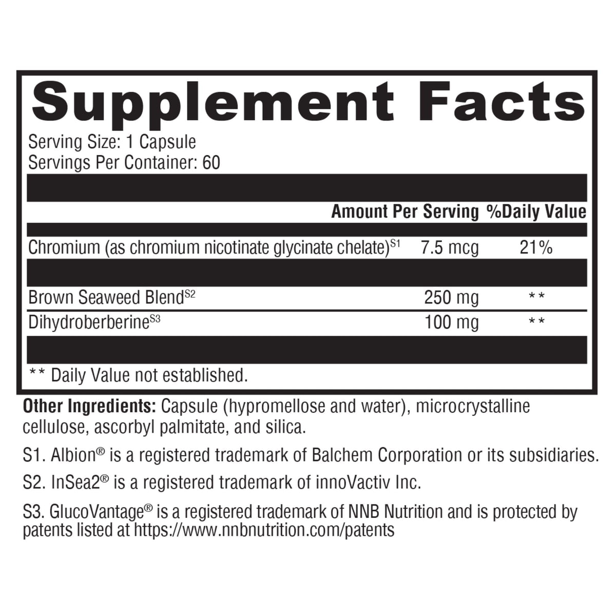 XYMOGEN Berberine ES-5 60 Capsules - vue arrière de l'emballage