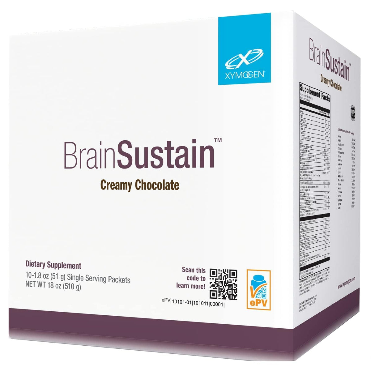 XYMOGEN BrainSustain poudre chocolat crémeux 10 portions vue de face
