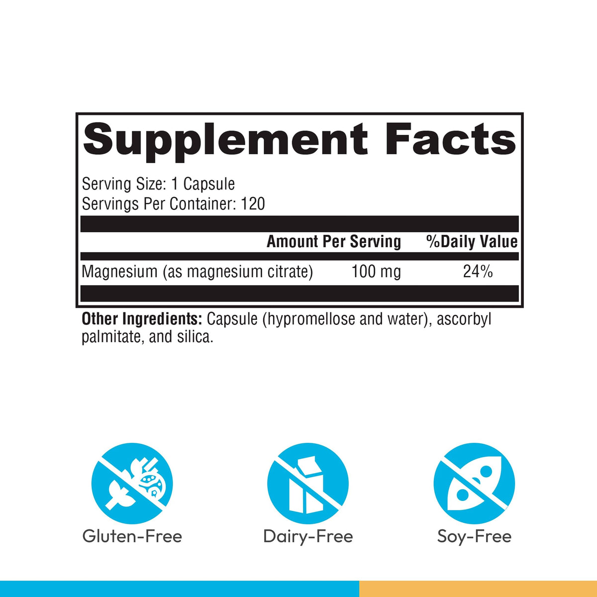 XYMOGEN Citrate de Magnésium 120 Capsules - vue arrière