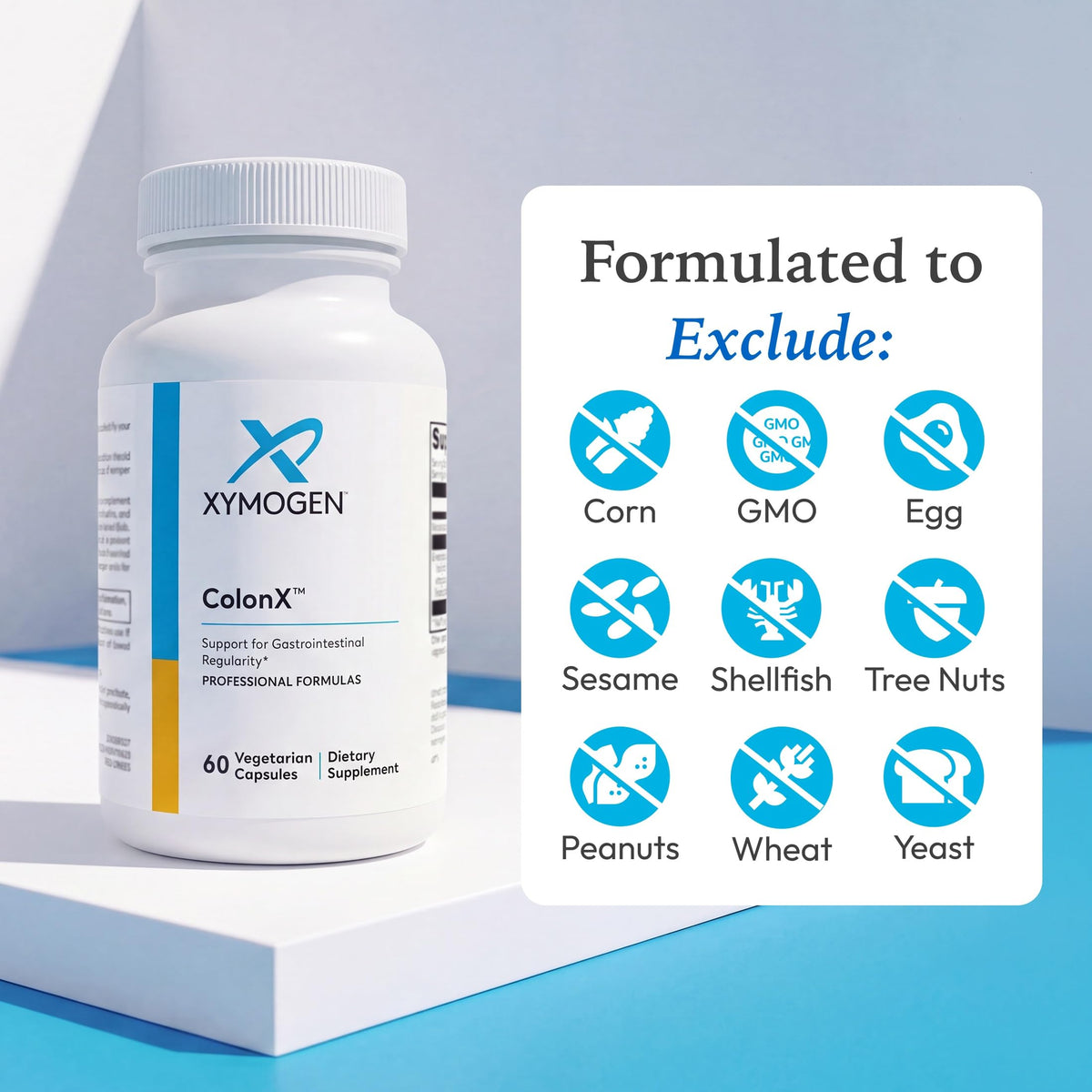 XYMOGEN ColonX 60 capsules avec un verre d'eau
