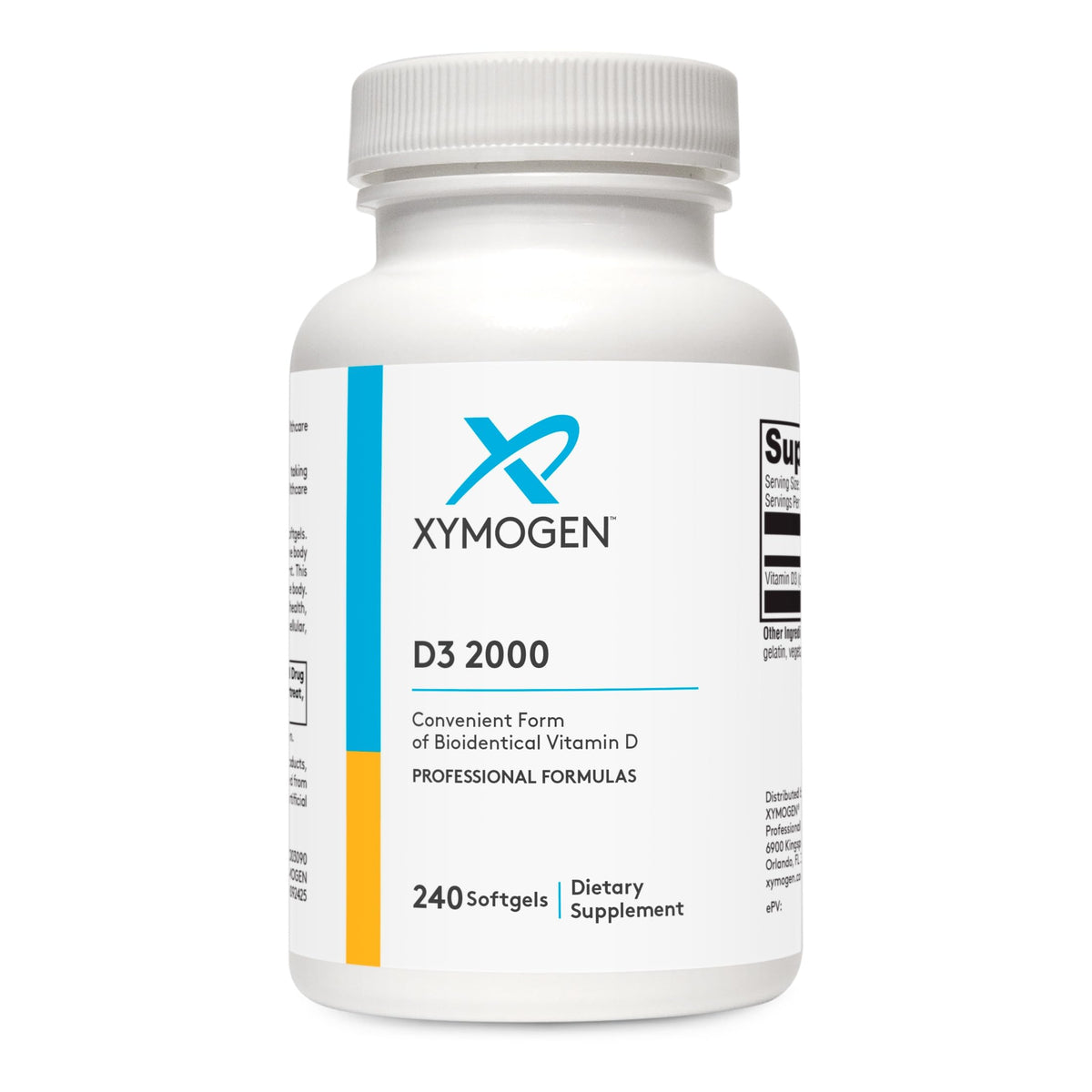 XYMOGEN D3 2000 gélules de vitamine D3, vue de l'emballage avant