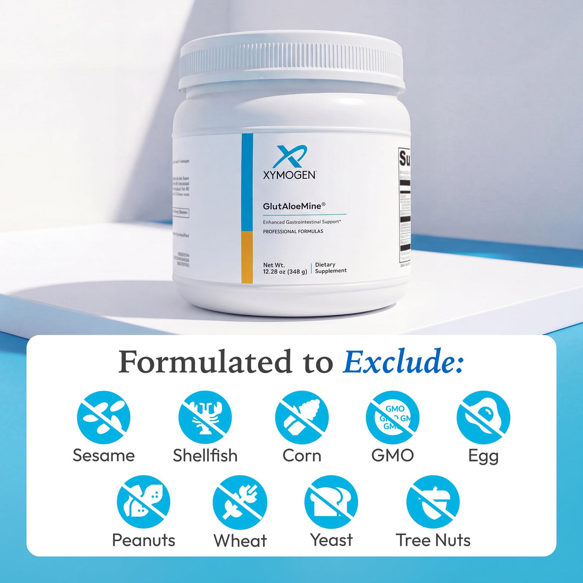 XYMOGEN GlutAloeMine 440g sur un plan de travail