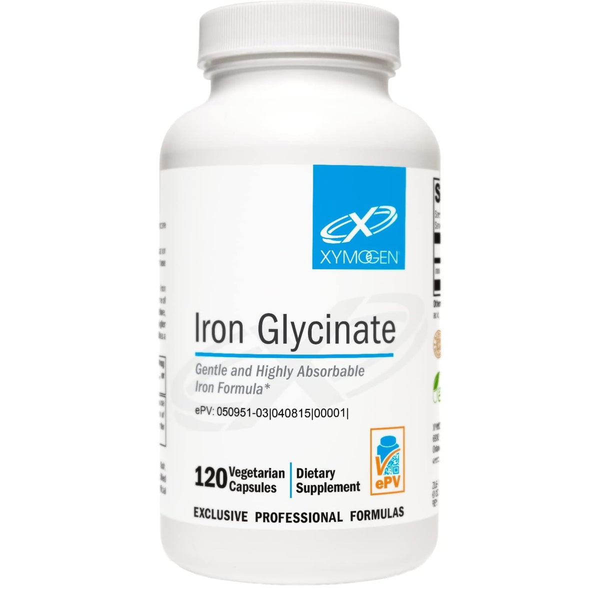 XYMOGEN Glycinate de Fer 120 Capsules vue de face