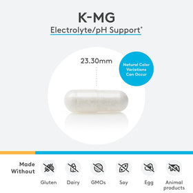 XYMOGEN K-Mg Citrate 60 capsules présentées dans un environnement de vie saine
