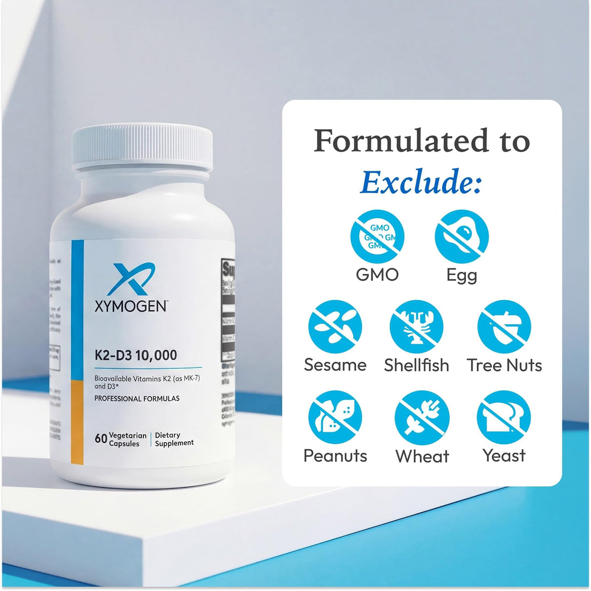 XYMOGEN K2-D3 10000 capsules avec échelle de taille