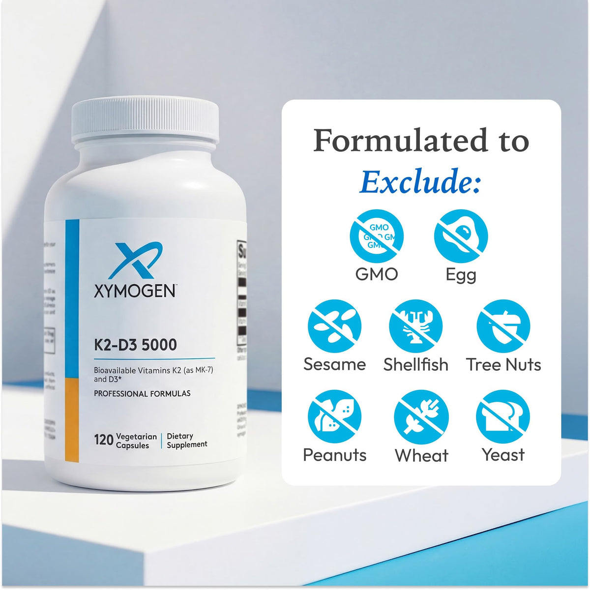 XYMOGEN K2-D3 5000 capsules dans un verre d'eau