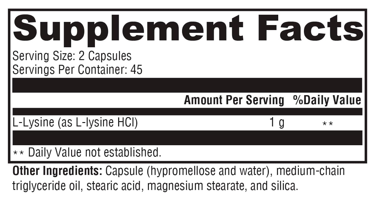 XYMOGEN L-Lysine 90 capsules ouvertes