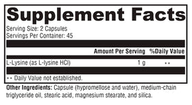 XYMOGEN L-Lysine 90 capsules ouvertes
