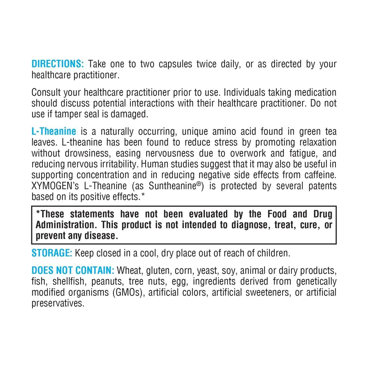 XYMOGEN L-Theanine capsules ouvertes sur une table